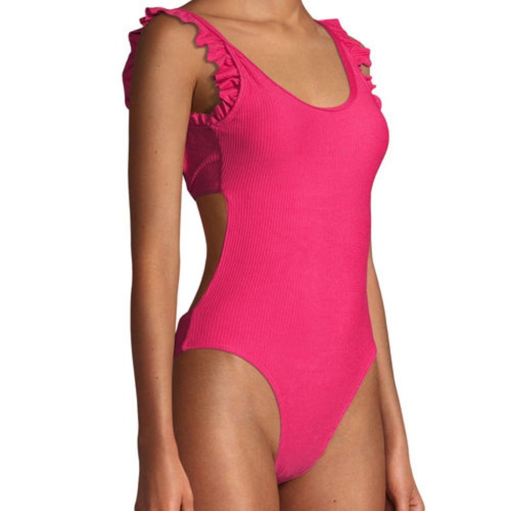 Juicy Couture one piece pink bathing suit sz L